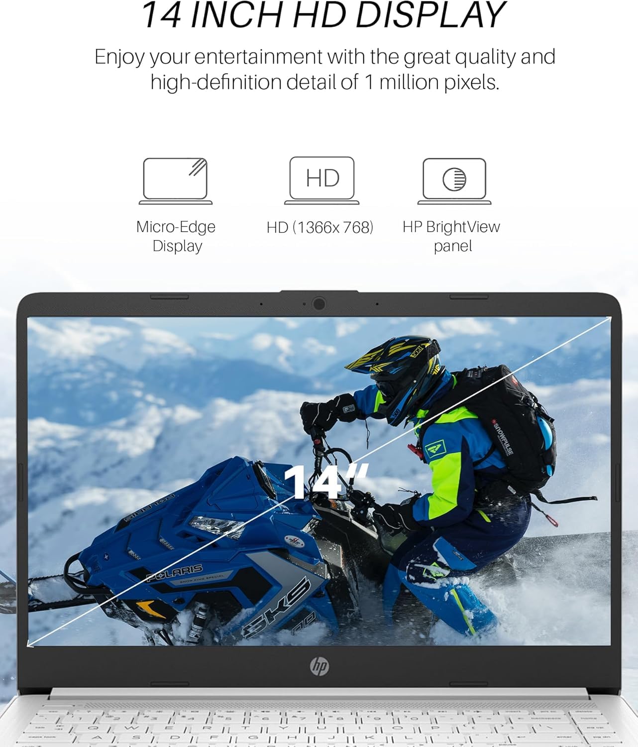 Hp 14 Inch Laptop Student Business, Intel Celeron N4120, 16Gb Ram, 320Gb Storage(64Gb Emmc+256Gb Msd), 1-Year Office 365, Intel